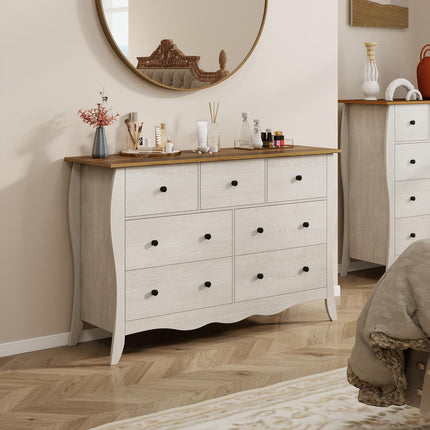 Dreamade Storage Cabinet with Foldable & Detachable Fabric Drawers, Anti-Tipping Kit, 47” x 15” x 30.5” Farmhouse Floor Cabinet