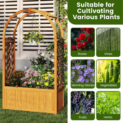 Dreamade Raised Garden Bed with Arch Lattice Trellis, for Climbing Vine Flower Vegetable