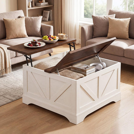 Dreamade 31.5" Square Farmhouse Lift Top Coffee Table with Storage