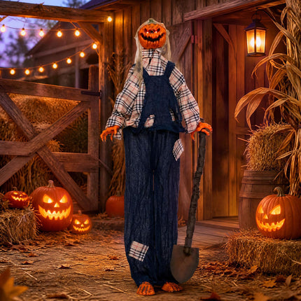 DREAMADE 5.3 FT Animated Halloween Pumpkin Man, Animatronic Prop