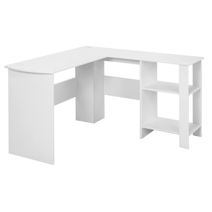 Dreamade L Shaped Computer Desk, 51" Large Corner Desk with 2 Cable Holes & 2 Storage Shelves, White