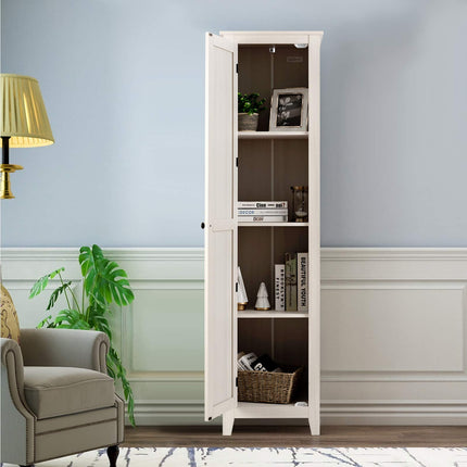 Dreamade Tall Storage Cabinet Freestanding Floor Storage Tower with Four Shelves and Single Door