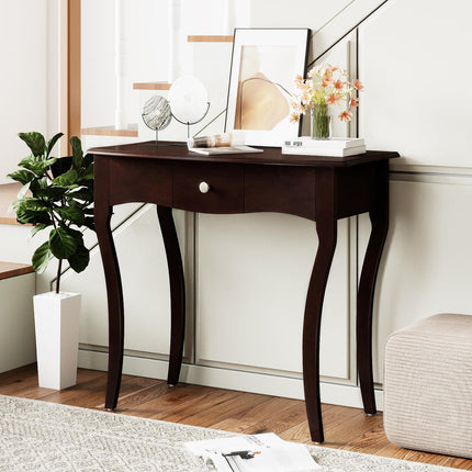 Dreamade Console Table with Drawer and Solid Wood Frame