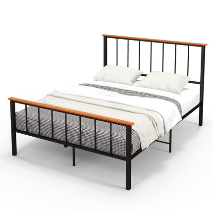 Dreamade Queen/Full Size Metal Platform Bed Frame with Spindle Headboard & Footboard, Black