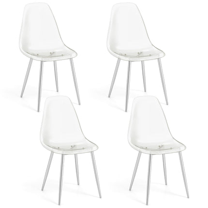 Dreamade Clear Dining Chairs Set of 4, Kitchen Chairs w/Transparent Seat & Curved Back