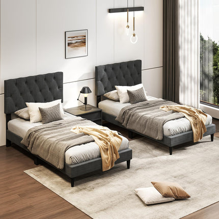 Modern Queen/Full/Twin Size Upholstered Platform Bed Frame with Diamond Tufting Headboard