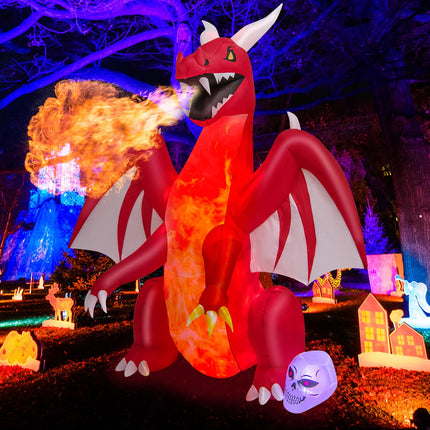 DREAMADE 8 FT Halloween Inflatable Dragon, Lighted Yard Decoration