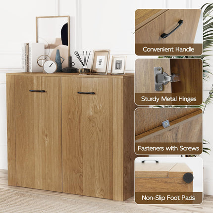 Dreamade 38" Modern Storage Cabinet with 2 Doors and 4 Cubic Shelves