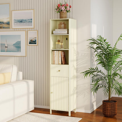 Dreamade 67 Inch Tall Bathroom Cabinet, Narrow Floor Cabinet with Fluted Door