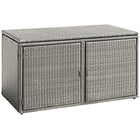 Rattan Deck Box Outdoor&Indoor 88 Gallon Wicker Storage Bench W/Separate Storage Shelf
