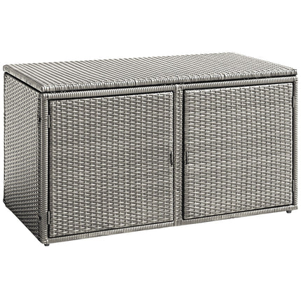 Rattan Deck Box Outdoor&Indoor 88 Gallon Wicker Storage Bench W/Separate Storage Shelf