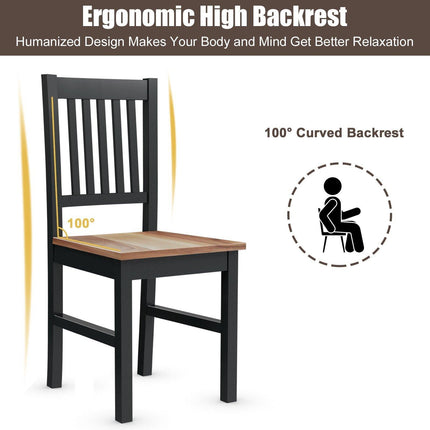 Dreamade Set of 4 Wood Dining Chairs, Whitesburg Dining Room Side Chair w/ Wide Seat,Black - Dreamadeus
