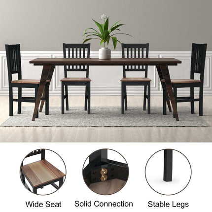 Dreamade Set of 4 Wood Dining Chairs, Whitesburg Dining Room Side Chair w/ Wide Seat,Black - Dreamadeus