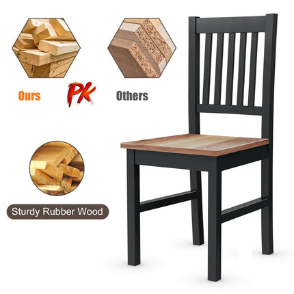 Dreamade Set of 4 Wood Dining Chairs, Whitesburg Dining Room Side Chair w/ Wide Seat,Black - Dreamadeus
