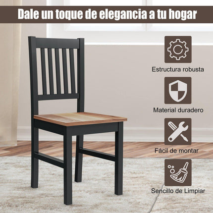 Dreamade Set of 4 Wood Dining Chairs, Whitesburg Dining Room Side Chair w/ Wide Seat,Black - Dreamadeus