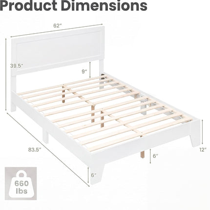 Dreamade Twin/Full/Queen Size Wooden Bed Frame with Wood Slat Support