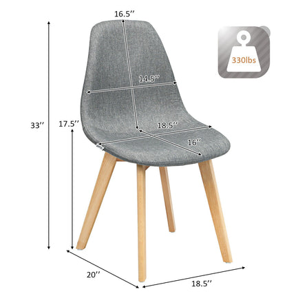 Dreamade Set of 2 or 4 Modern Fabric Dining Chairs, Upholstered Accent Chair, Grey