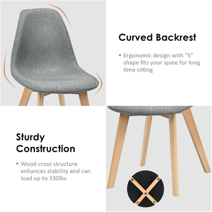 Dreamade Set of 2 or 4 Modern Fabric Dining Chairs, Upholstered Accent Chair, Grey