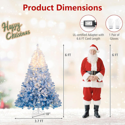 Dreamade Pre-Lit Snow Flocked Christmas Tree | Artificial Hinged Xmas Full Tree