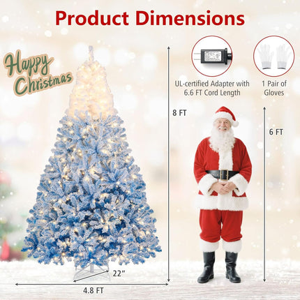 Dreamade Pre-Lit Snow Flocked Christmas Tree | Artificial Hinged Xmas Full Tree