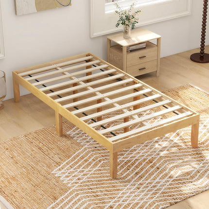 Dreamade 14 Inch Twin Wood Platform Bed Frame, Minimalist Twin Bed Frame with Wooden Slats Support & Rubber Wood Legs