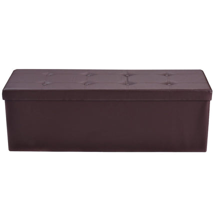 Dreamade 45" Folding Storage Ottoman Bench, Faux Leather