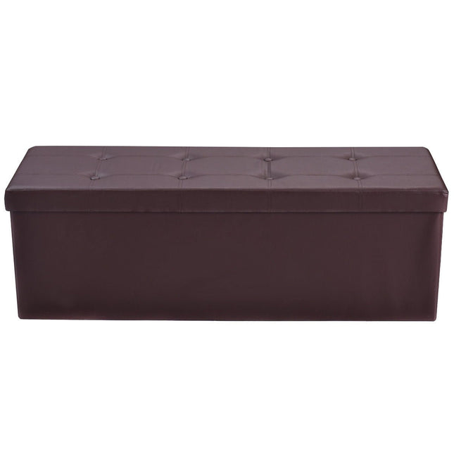 Dreamade 45" Folding Storage Ottoman Bench, Faux Leather