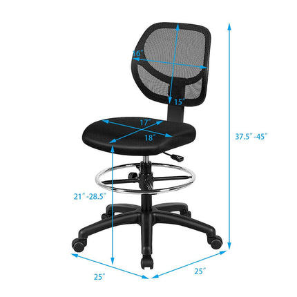 Mesh Drafting Chair with Standing Desk Chair w/Footrest Ring