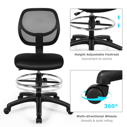 Mesh Drafting Chair with Standing Desk Chair w/Footrest Ring